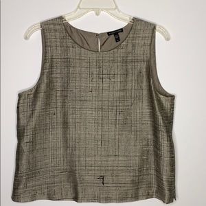 Eileen Fisher 100% silk dupioni sleeveless blouse.